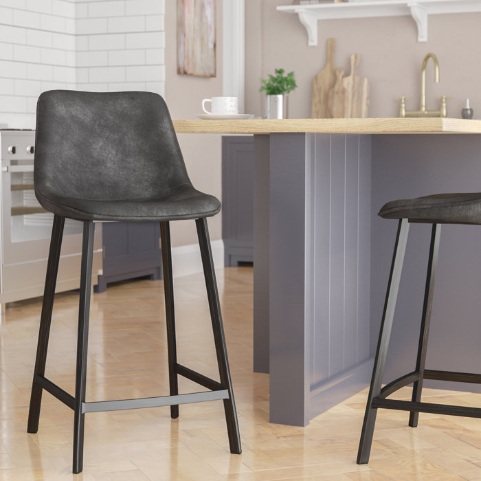 Union Rustic Shanita 26" Faux Suede Counter Stool & Reviews Wayfair